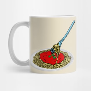 Girl Eating Spaghetti Sticker Mug